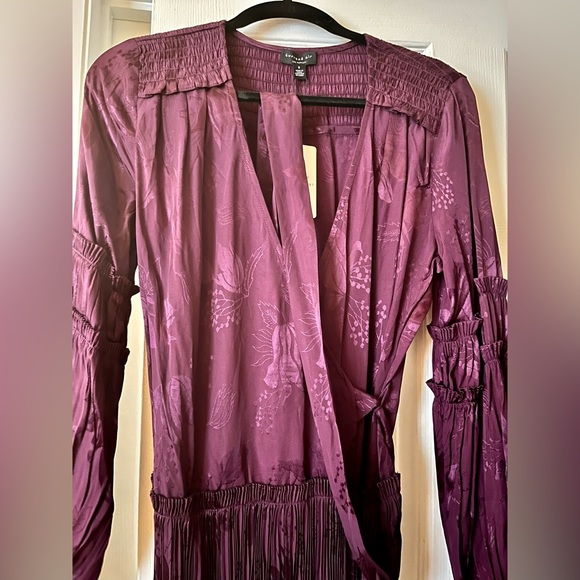 Current Air, Mila Midi Wrap dress, NWT, in eggplant shade from anthropology - Picture 5 of 7